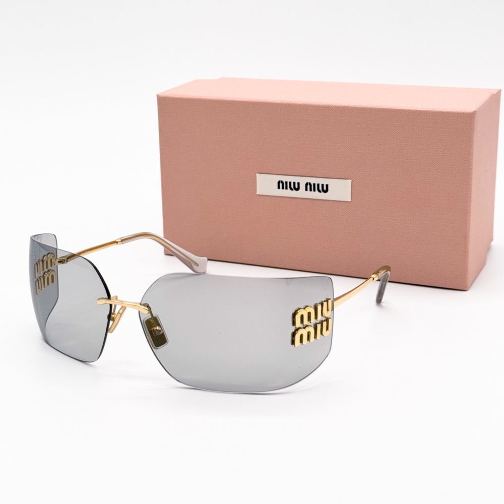NEW SMU 54Y 5AK30B MIU MIU GOLD GREY WOMEN SUNGLASSES MU54YS 5AK30B EYEWEAR